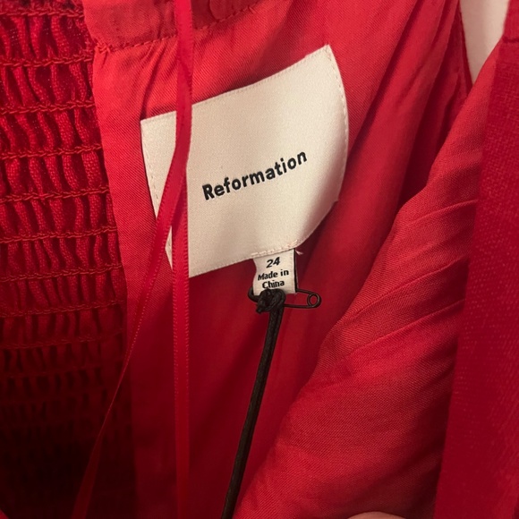 Reformation Monet Linen Dress Es Red - Size 24 - Picture 4 of 5